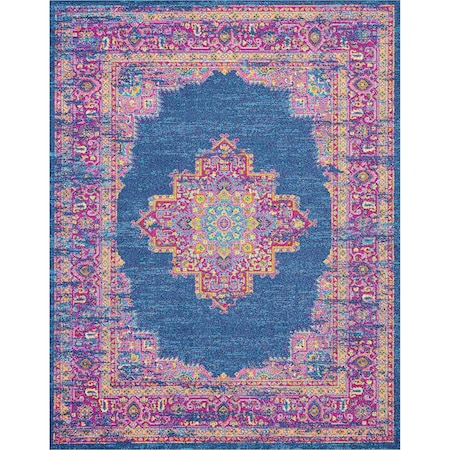 Homeroots 8 x 10 ft. Blue & Pink Medallion Area Rug 385256